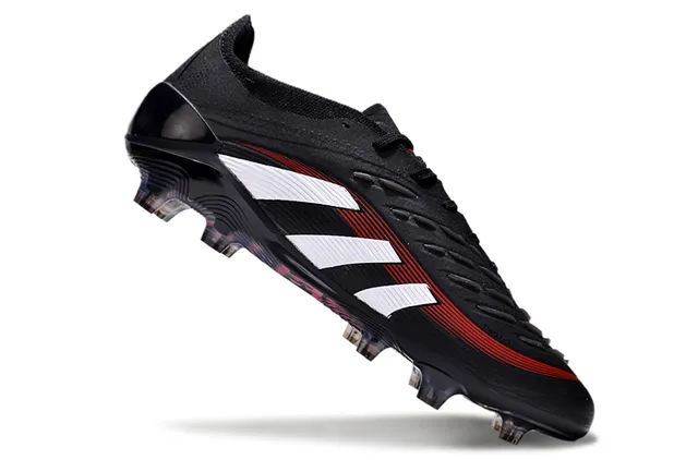 Adidas Predator Black White Red Firm-Ground Soccer Shoes 2