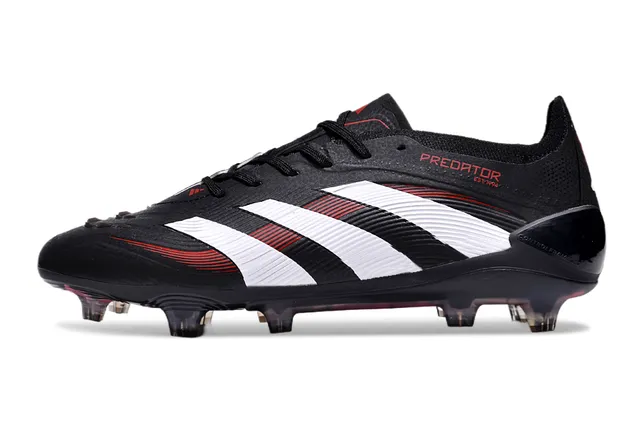 Adidas Predator Black White Red Firm-Ground Soccer Shoes 7