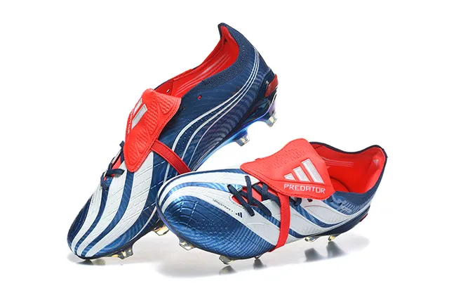 Adidas Predator Blue Red Iridescent Holographic Upper Asymmetrical Lacing Strap Firm-Ground Soccer Shoes 2