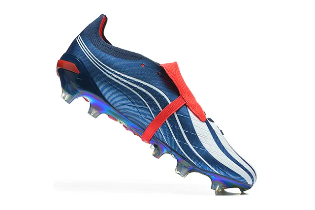 Adidas Predator Blue Red Iridescent Holographic Upper Asymmetrical Lacing Strap Firm-Ground Soccer Shoes 3