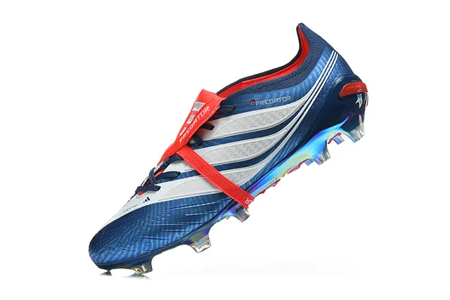 Adidas Predator Blue Red Iridescent Holographic Upper Asymmetrical Lacing Strap Firm-Ground Soccer Shoes 4