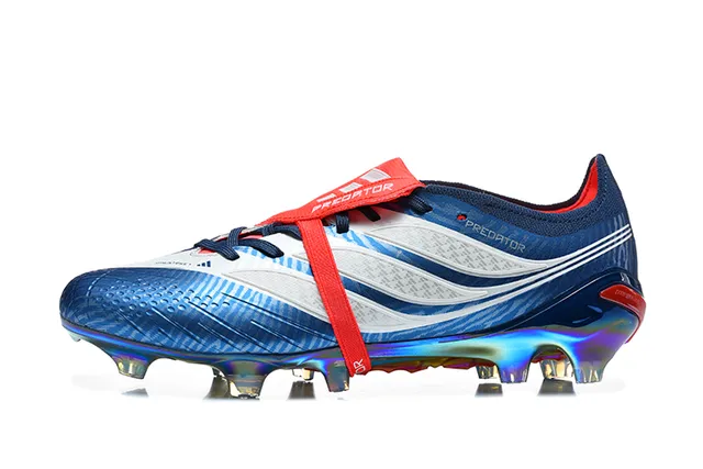 Adidas Predator Blue Red Iridescent Holographic Upper Asymmetrical Lacing Strap Firm-Ground Soccer Shoes 10
