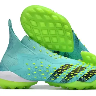 Adidas Predator Freak Turf turquesa y verde neón turf zapatos de fútbol