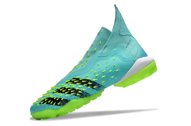 Adidas Predator Freak Turf turquesa y verde neón turf zapatos de fútbol 3