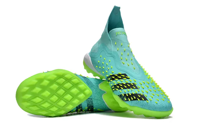 Adidas Predator Freak Turf turquesa y verde neón turf zapatos de fútbol 4