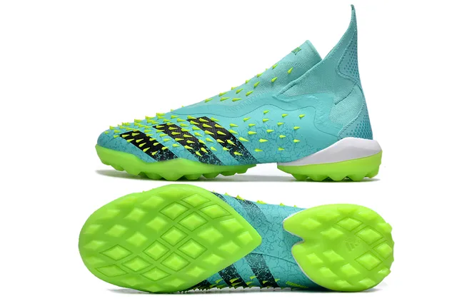 Adidas Predator Freak Turf turquesa y verde neón turf zapatos de fútbol 6