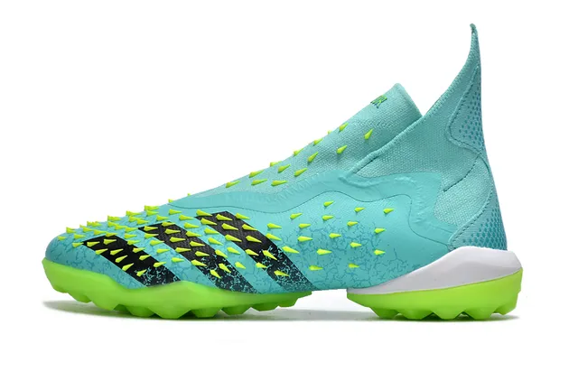 Adidas Predator Freak Turf turquesa y verde neón turf zapatos de fútbol 7