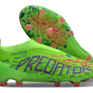 Adidas Predator Green Multicolor Neon Bootie Upper Abstract Graphic Print Firm-Ground Soccer Shoes