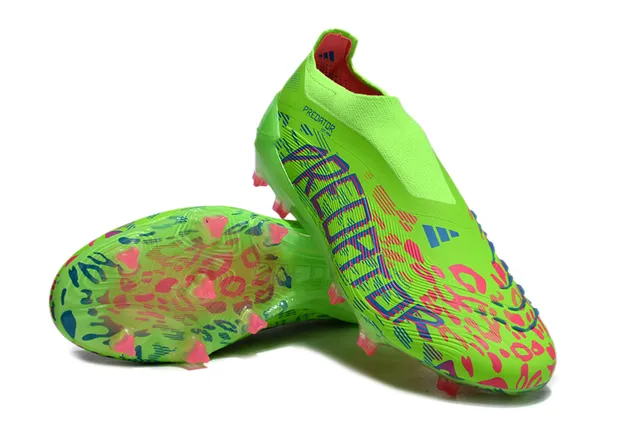 Adidas Predator Verde Multicolor Neón Tacón Bota Upper Impresión Gráfica Abstracta Botines Fútbol Superficie Firme 4