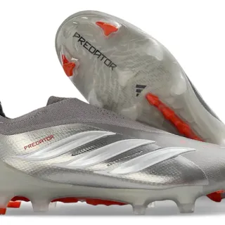 Adidas Predator Metallic Silver Orange Firm-Ground Soccer Shoes