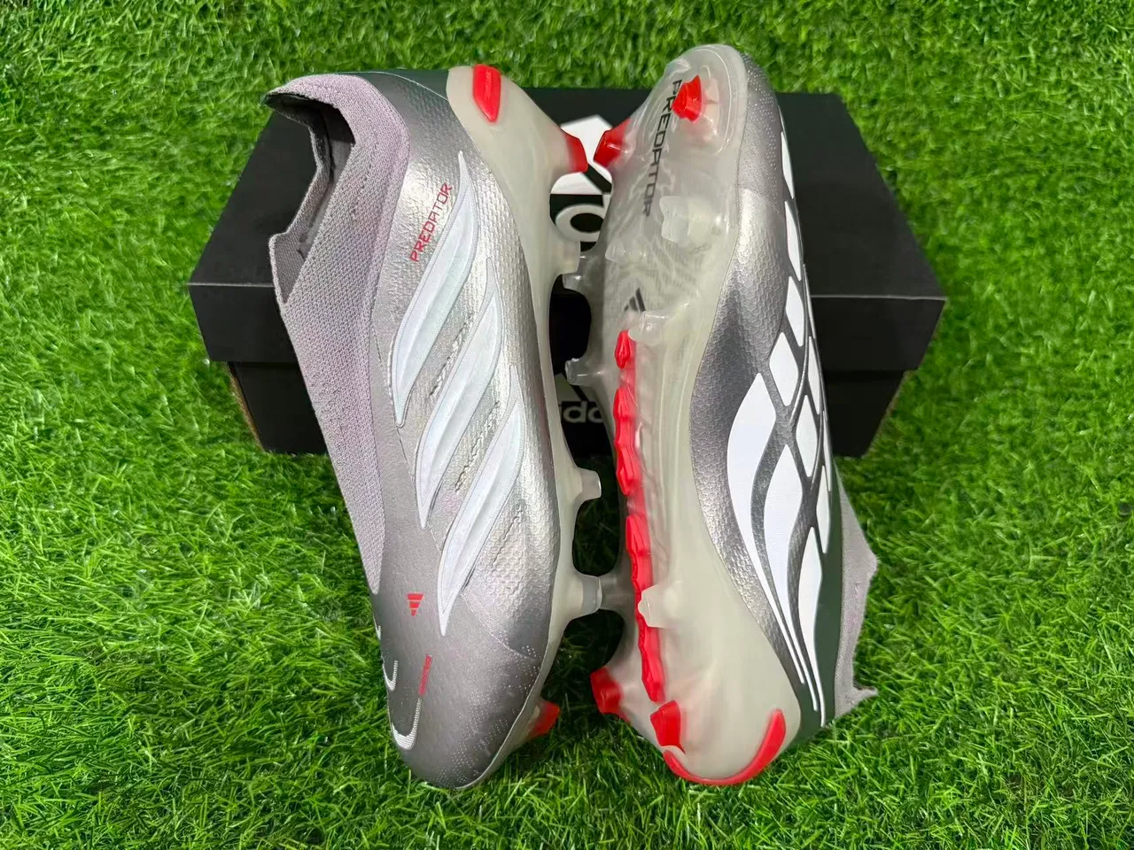 Adidas Predator Metallic Silver Orange Firm-Ground Soccer Shoes 2