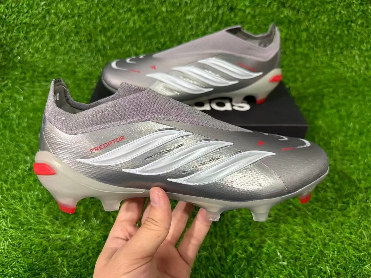 Adidas Predator Metallic Silver Orange Firm-Ground Soccer Shoes 4