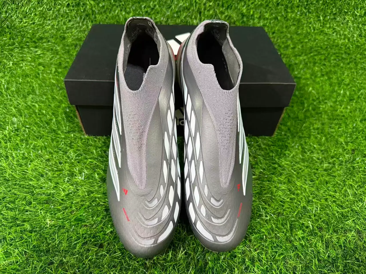 Adidas Predator Metallic Silver Orange Firm-Ground Soccer Shoes 6