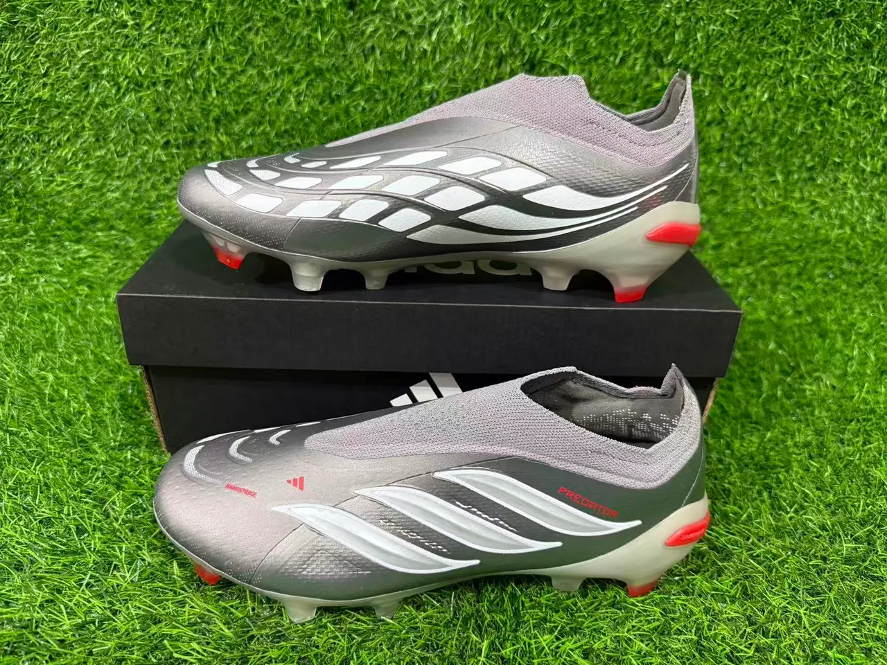 Adidas Predator Metallic Silver Orange Firm-Ground Soccer Shoes 8