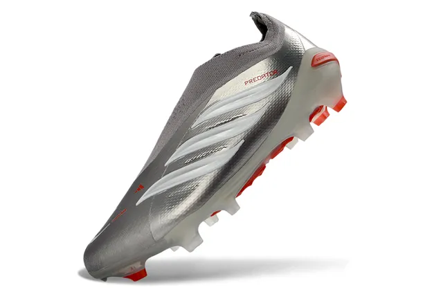 Adidas Predator Metallic Silver Orange Firm-Ground Soccer Shoes 12