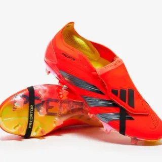 Adidas Predator Orange Black Low-Cut Sock-Fit Upper Asymmetrical Lace Cover Firm-Ground Soccer Shoes