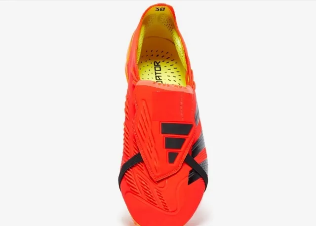 Adidas Predator Orange Black Low-Cut Sock-Fit Upper Asymmetrical Lace Cover Firm-Ground Soccer Shoes 2