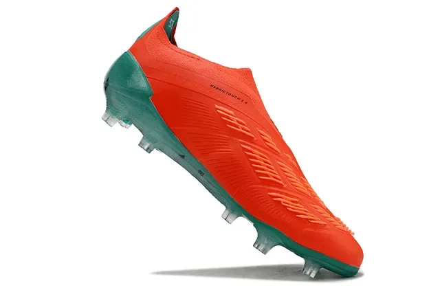 Adidas Predator Laranja Azul Sapatos de Futebol Colar Fit-Sock Três Listras Sobrepostas Solo Firme 2