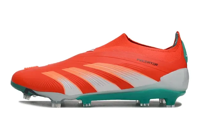 Adidas Predator Laranja Azul Sapatos de Futebol Colar Fit-Sock Três Listras Sobrepostas Solo Firme 6