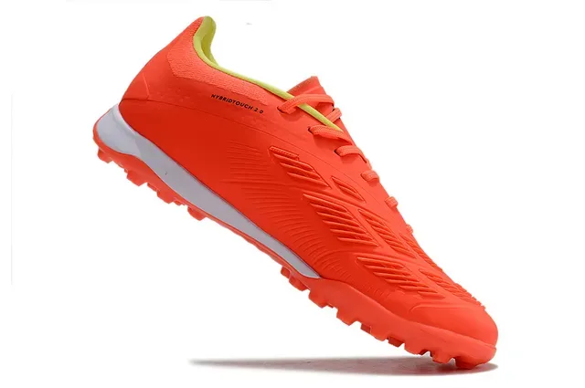 Adidas Predator Orange Gris Coupe Basse Haut Synthétique Superposition Texturée de Trois Rayures Chaussures de Football pour Gazon 2