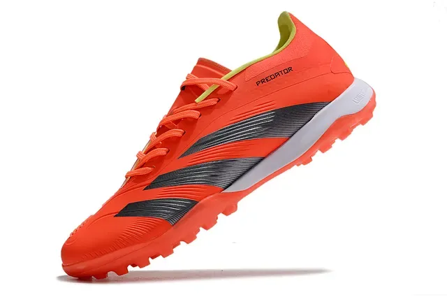 Adidas Predator Orange Gris Coupe Basse Haut Synthétique Superposition Texturée de Trois Rayures Chaussures de Football pour Gazon 3