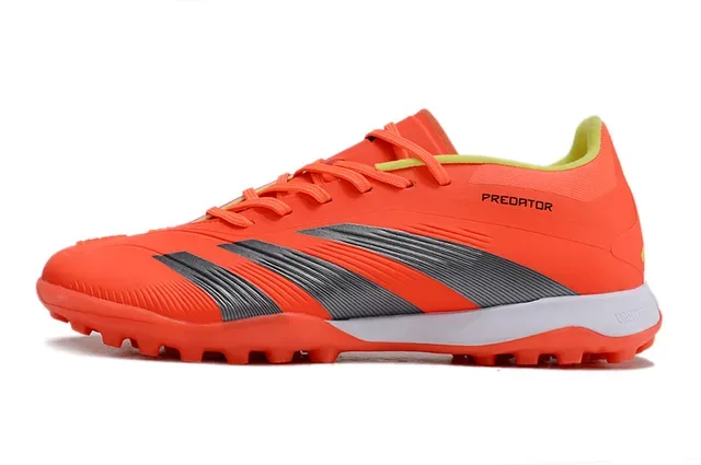 Adidas Predator Orange Gris Coupe Basse Haut Synthétique Superposition Texturée de Trois Rayures Chaussures de Football pour Gazon 7