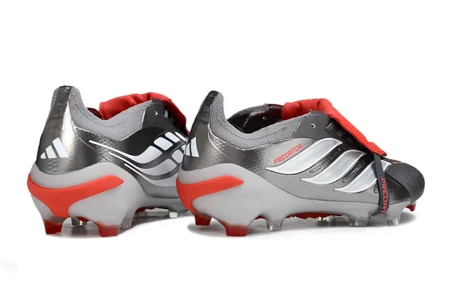 Adidas Predator Silver Red Chuteiras de futebol sem cadarço fechamento de alça parte superior sintética metálica solo firme 5