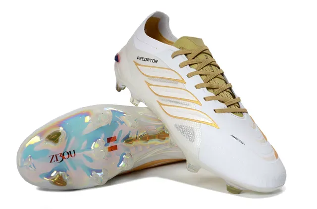 Adidas Predator Chaussures de football Firm-Ground Blanc Doré Holographique 4
