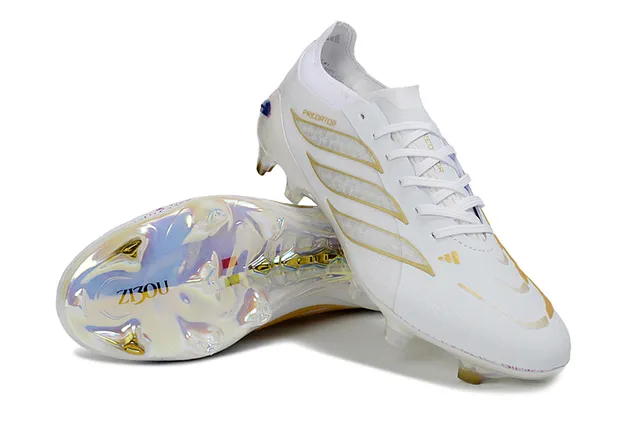 Adidas Predator White Gold Low-Cut Lace-Up Iridescent Soleplate Firm-Ground Soccer Shoes 4