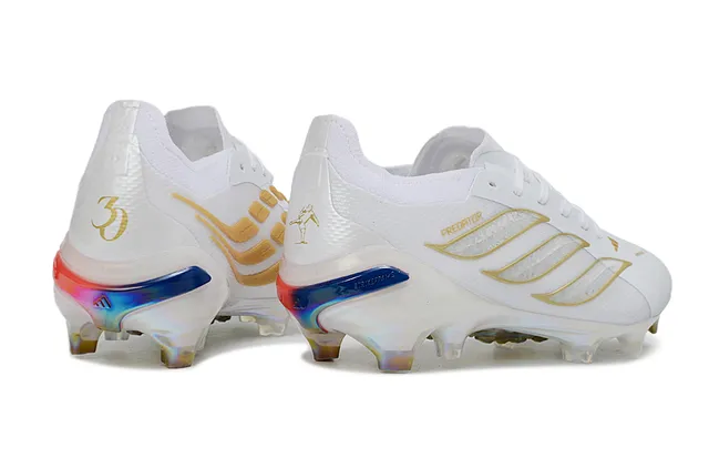 Adidas Predator White Gold Low-Cut Lace-Up Iridescent Soleplate Firm-Ground Soccer Shoes 5