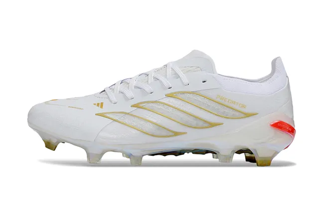Adidas Predator White Gold Low-Cut Lace-Up Iridescent Soleplate Firm-Ground Soccer Shoes 7