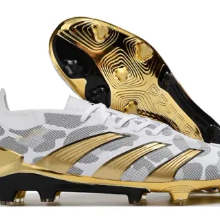 Adidas Predator White Gold Metallic Firm-Ground Soccer Shoes