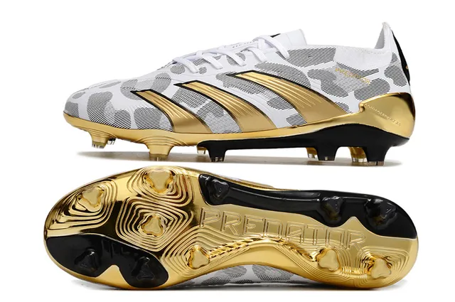 Adidas Predator White Gold Metallic Firm-Ground Soccer Shoes 6
