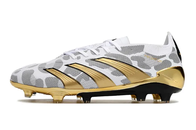 Adidas Predator White Gold Metallic Firm-Ground Soccer Shoes 7