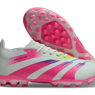 Adidas Predator White Pink Low-Cut Lace-Up Gradient Stripe Overlay Firm-Ground Soccer Shoes