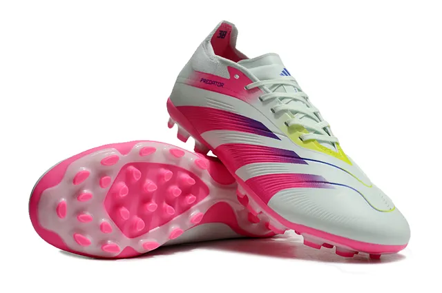 Adidas Predator White Pink Low-Cut Lace-Up Gradient Stripe Overlay Firm-Ground Soccer Shoes 3