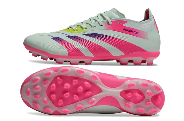 Adidas Predator White Pink Low-Cut Lace-Up Gradient Stripe Overlay Firm-Ground Soccer Shoes 5