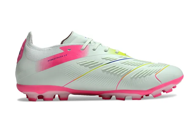 Adidas Predator White Pink Low-Cut Lace-Up Gradient Stripe Overlay Firm-Ground Soccer Shoes 7