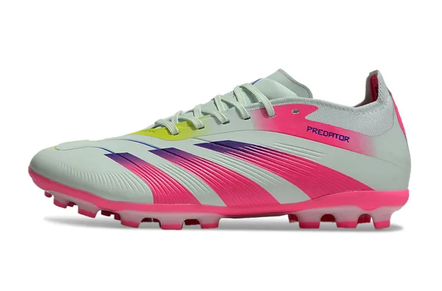 Adidas Predator White Pink Low-Cut Lace-Up Gradient Stripe Overlay Firm-Ground Soccer Shoes 8