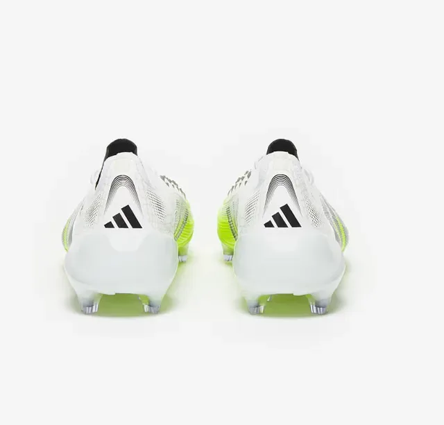 Adidas Predator Blanc Jaune Synthétique Tige Texturée Contrefort Perforé Chaussures de Football Gazon Artificiel 3