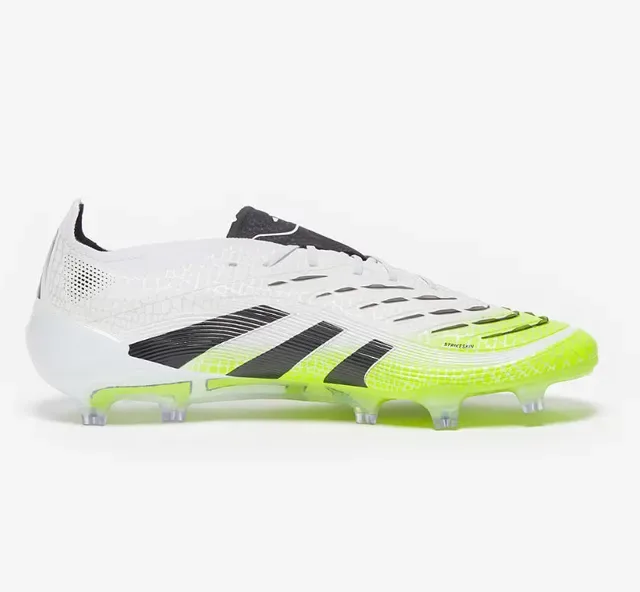 Adidas Predator Blanc Jaune Synthétique Tige Texturée Contrefort Perforé Chaussures de Football Gazon Artificiel 5