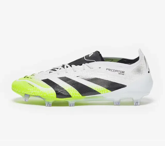 Adidas Predator Blanc Jaune Synthétique Tige Texturée Contrefort Perforé Chaussures de Football Gazon Artificiel 6