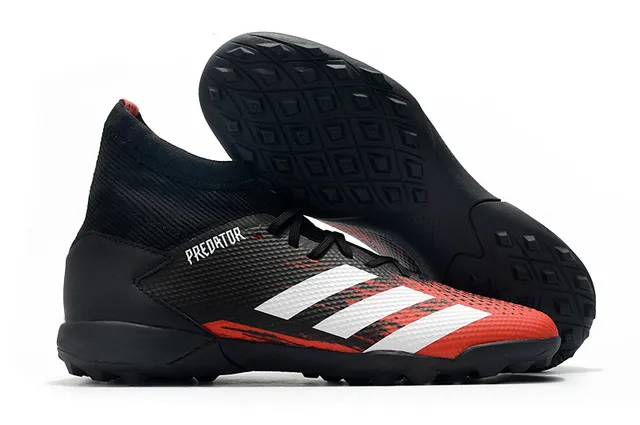 Adidas أحمر أسود عالي القطع كولار ملائم للجوارب نظام الرباط غير المتزامن عشب اصطناعي أحذية كرة قدم 2