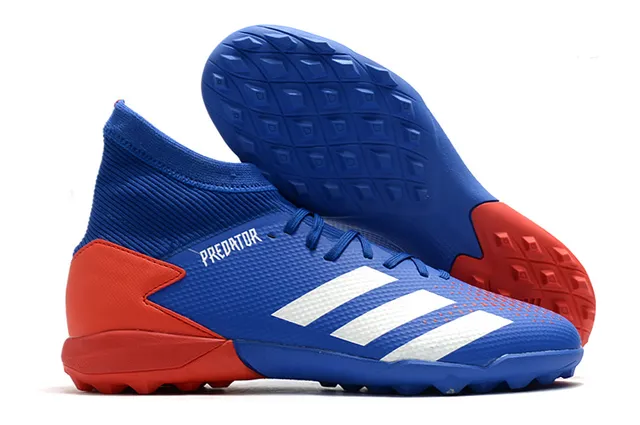 Adidas أحمر أسود عالي القطع كولار ملائم للجوارب نظام الرباط غير المتزامن عشب اصطناعي أحذية كرة قدم 4