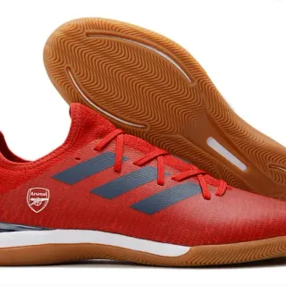 Adidas 红色海军针织鞋面 三条纹侧边面板 室内足球鞋