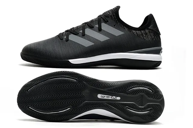 Adidas Vermelho Marinho Knit Upper Três Rayas Panel Lateral Sapatos de Futebol Indoor 17