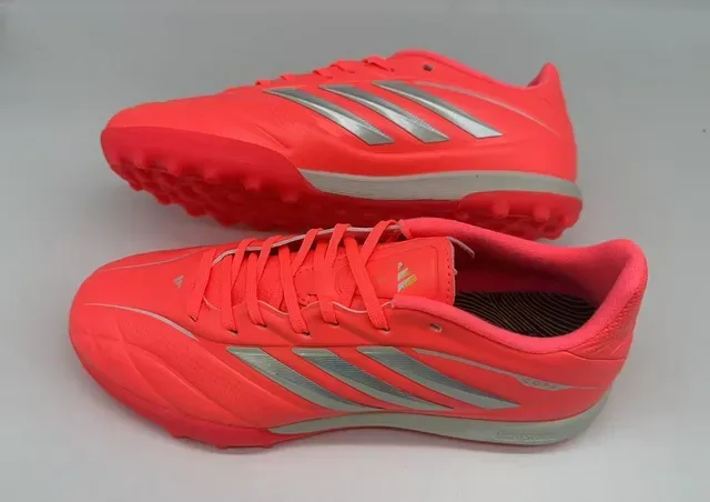 Adidas Red Silver Low-Cut Synthetic Upper Molded Conical Studs Turf Soccer Shoes 2