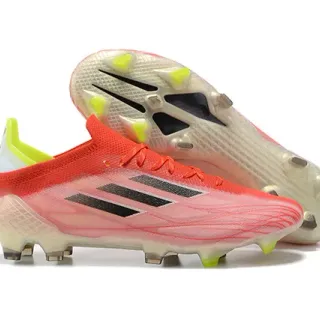 Adidas Red Yellow Low-Cut Knit Upper Translucent Sole Firm-Ground Soccer Shoes