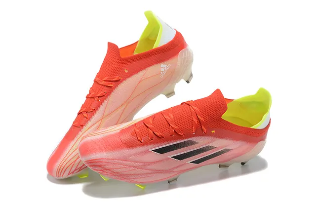 Adidas Rojo Amarillo Bajo Corte Upper Knit Suela Translucida Firm-Ground Zapatos de Fútbol 2