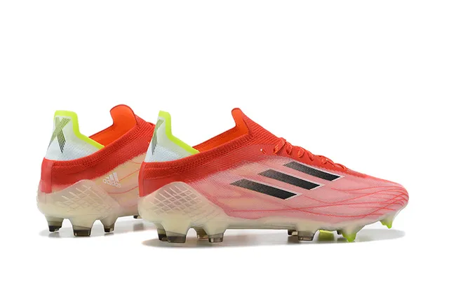 Adidas Rojo Amarillo Bajo Corte Upper Knit Suela Translucida Firm-Ground Zapatos de Fútbol 5